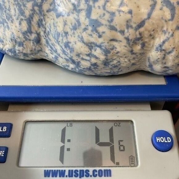 Katy's Country Charm by Karen Blue/White Shelf Sitting Chintz Ceramic Cat 9"X4" - Picture 12 of 12